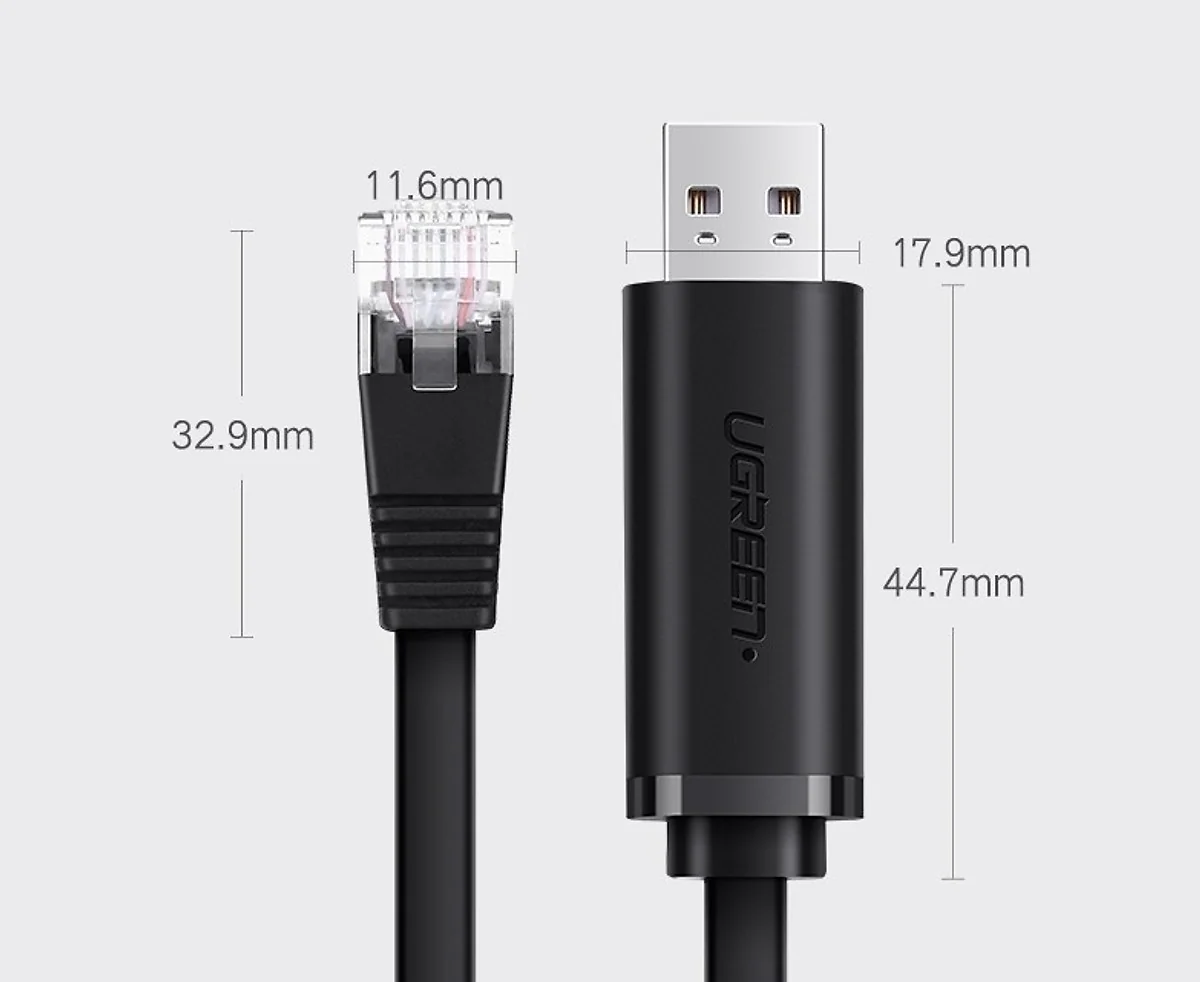 Ugreen usb to LAN rj45 console cable black cm204 3M 60813