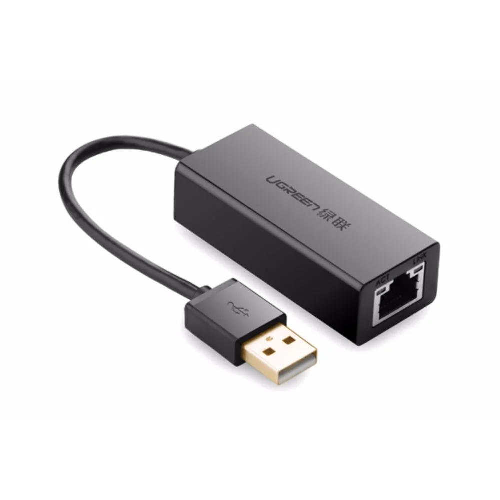 UGREEN USB 2.0 10/100 Mbps Network Adapter--ABS case Black-มีไฟสถานะ (30305)