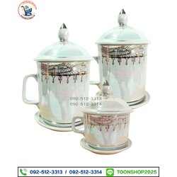 แก้วเซรามิกมุก ลายทอง