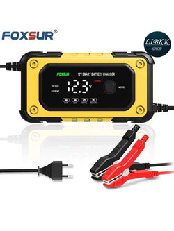 Foxsur(ฟอกซ์เซอร์) เครื่องชาร์จแบตเตอรี่ FOXSUR รุ่น FBC1206E รถยนต์ 12V 6A 4-120Ah Pulse Repair จอแสดงผล LCD อัจฉริยะ Fast Charge