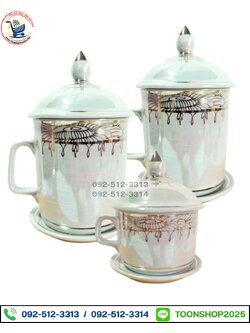 แก้วเซรามิกมุก ลายทอง