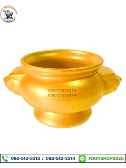 กระถางธูปหัวสิงห์เซรามิก สีทอง (บรรจุ 10 ใบ)