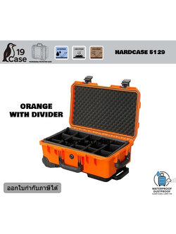 Hardcase 5129 Cabin size case with wheels - กล่องกันน้ำกันกระเเทก - Orange with Partition