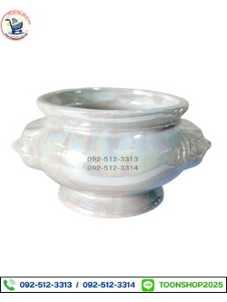 กระถางธูปหัวสิงห์เซรามิก สีขาวมุก (บรรจุ 10 ใบ)