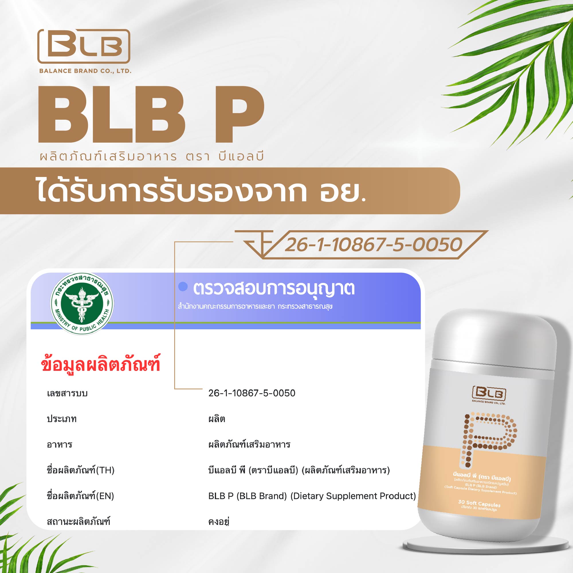 BLB P บีแอลบีพี มี อย.
