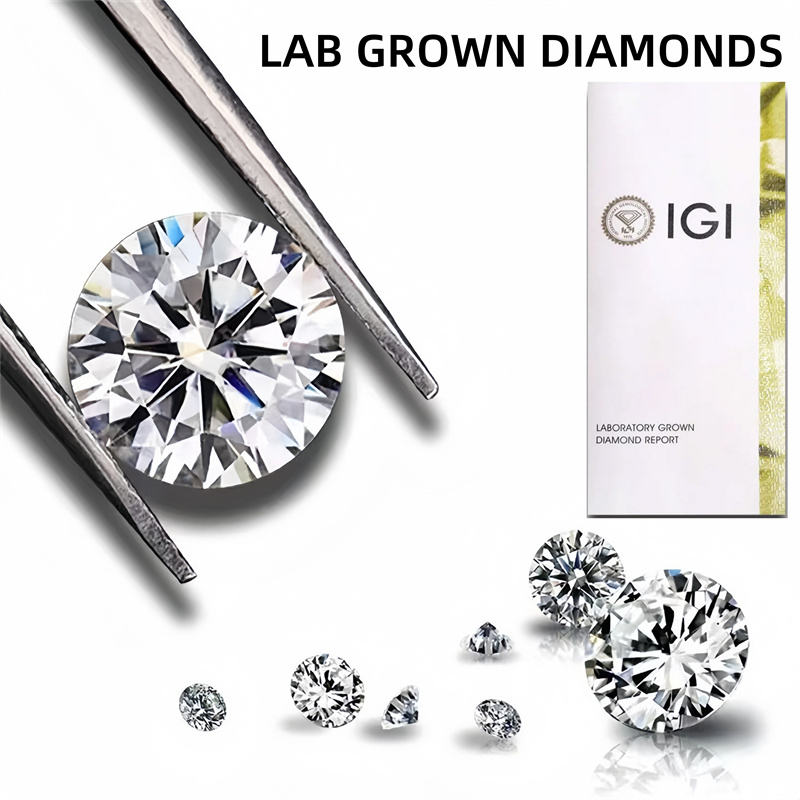 เพชรสังเคราะห์เพาะเลี้ยงโครงสร้างเพชรแท้ D VVS2 0.5กะรัดต