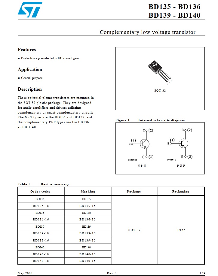 BD139 NPN Transistor ทรานซิสเตอร์สำหรับเครื่องเสียง แท้
