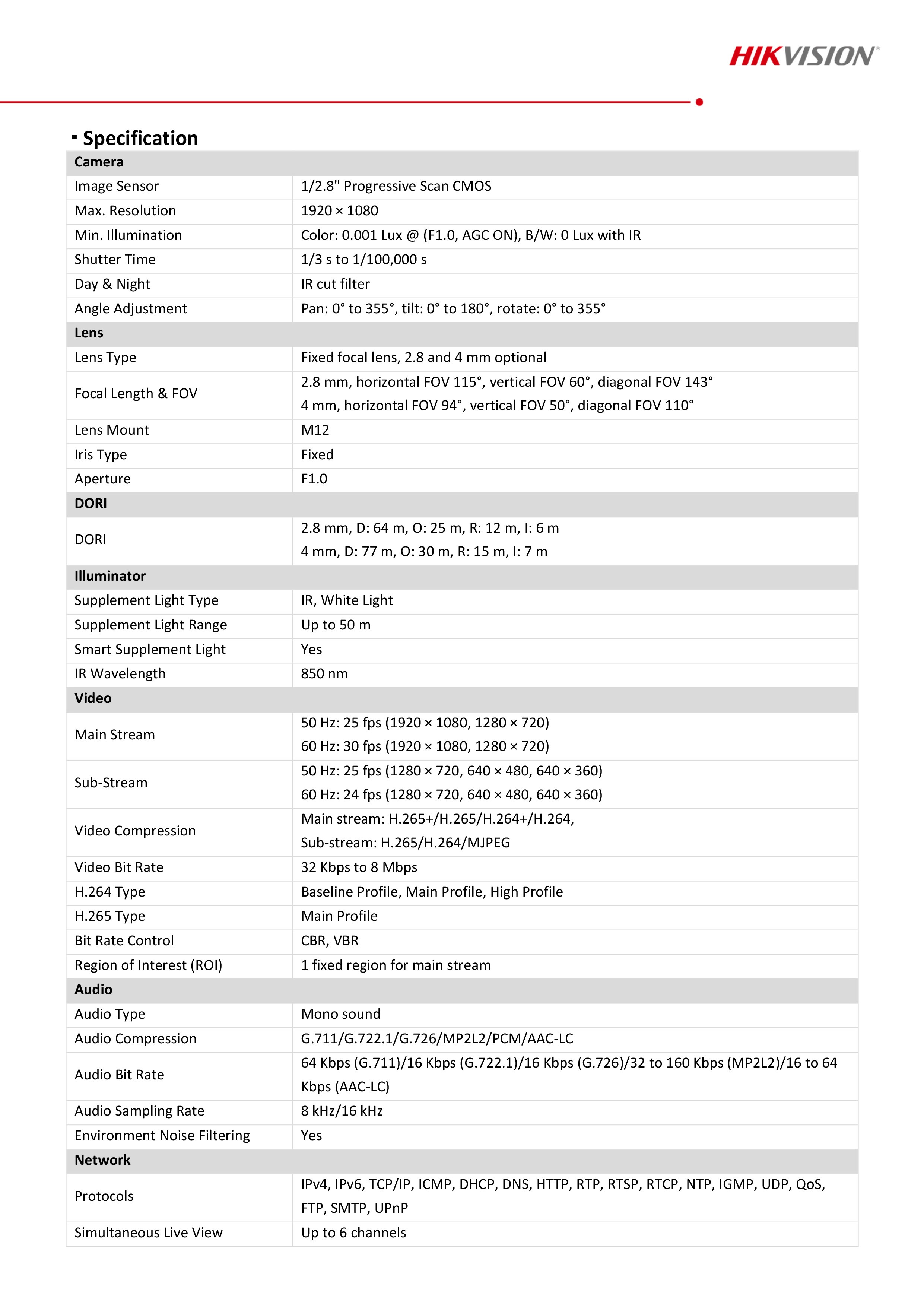 กล้องวงจรปิด Hikvision DS-2CD1T27G2H-LIUF (4 mm.) กล้องวงจรปิดระบบ IP 2 ล้านพิกเซล Smart Hybrid Light มีไมค์ในตัว