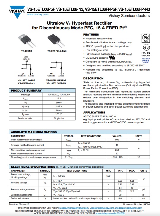 15ETL06FP VS-15ETL06FP-N3