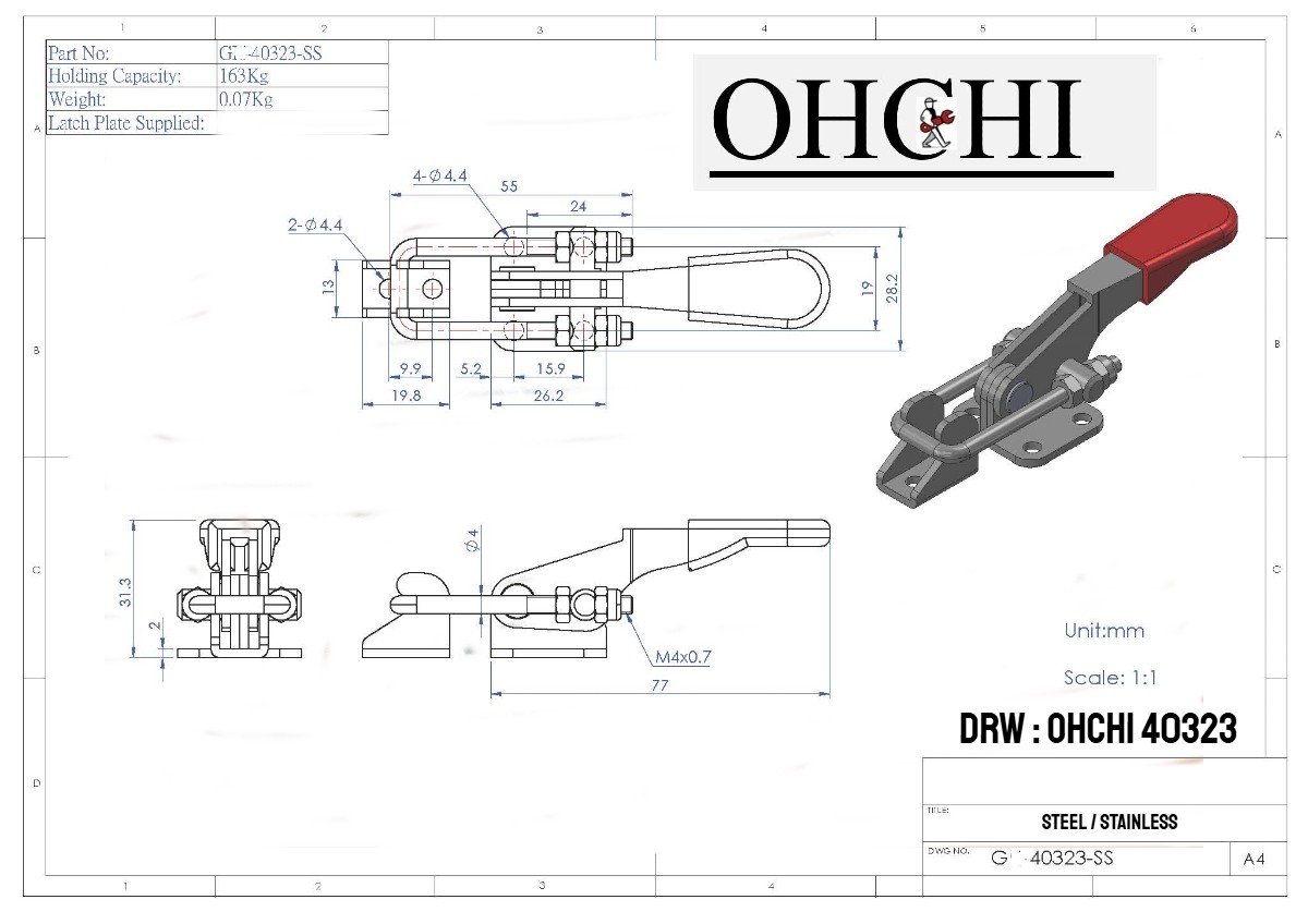 OHCHI : Stainless Latch Clamp : G-40323SS