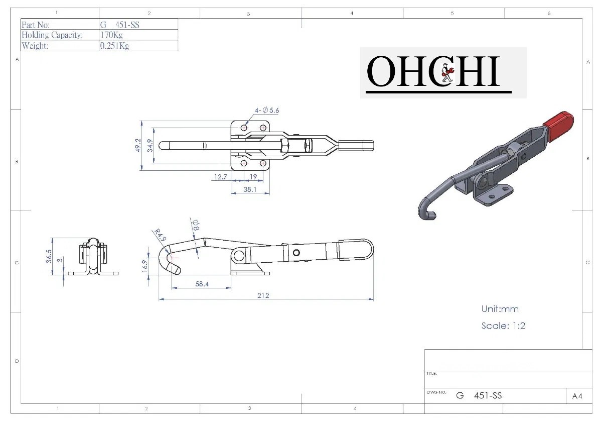 OHCHI : Stainless Latch Clamp : G-451 SS