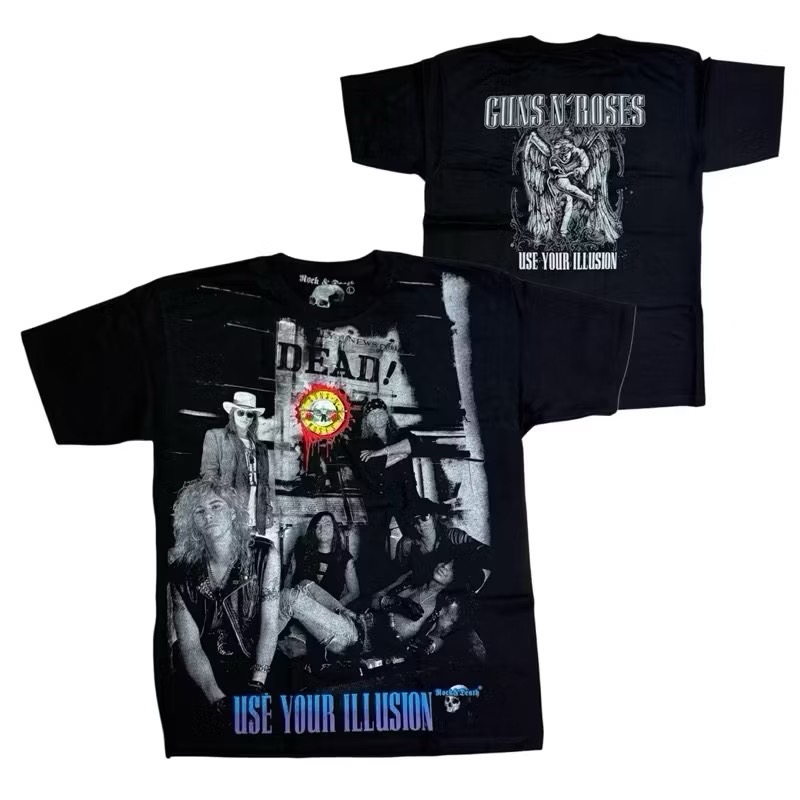 เสื้อวง GUNS N ROSES T-SHIRT ป้าย ROCK&DEATH งาน BOOTLEG MEXICO