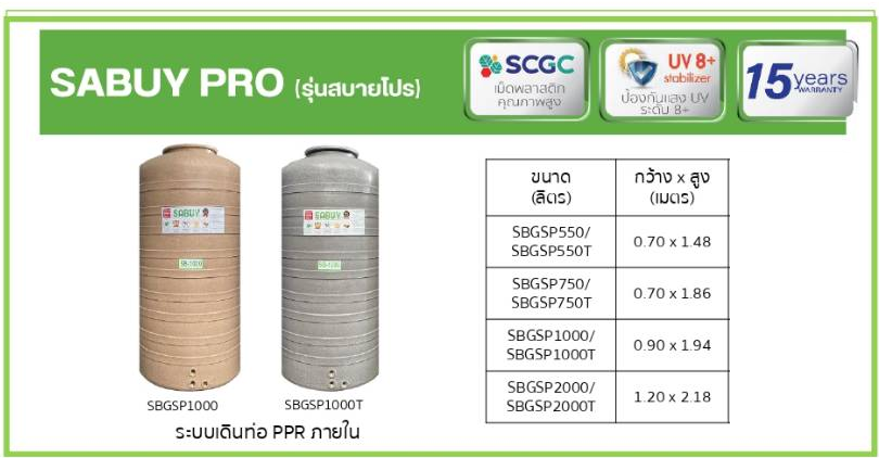 ถังเก็บน้ำบนดิน PE SABUY GRANITE PRO รุ่น SBGSP550/T