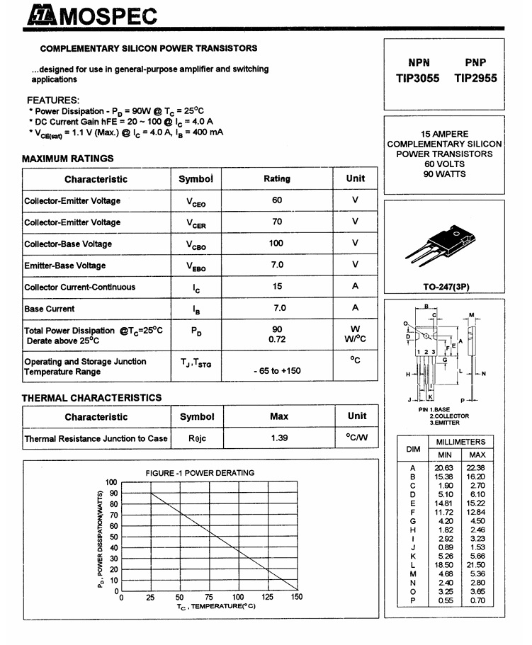 TIP2955 PNP Power Transistor