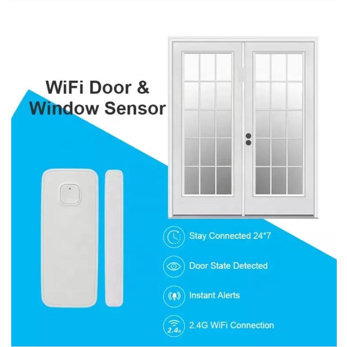 Tuya(ทูย่า) Tuya สมาร์ท Wifiเซ็นเซอร์ประตูหน้าต่างเครื่องตรวจจับ 门窗感应 Smart Life ใช้งานร่วมกับ Alexa Googl