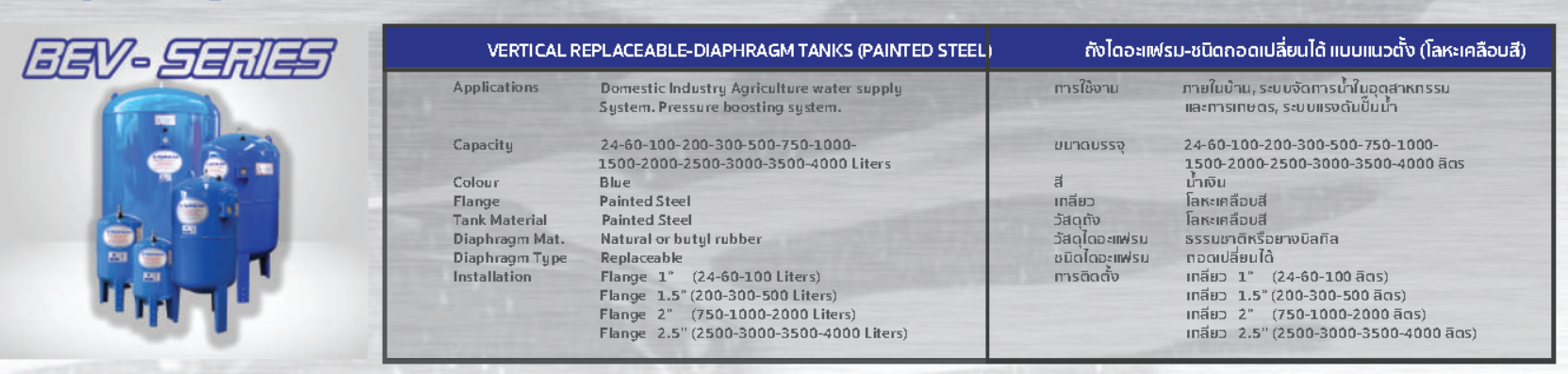 ถังแรงดัน ไดอะแฟรม HYDROLINE รุ่น BEV-24-ST