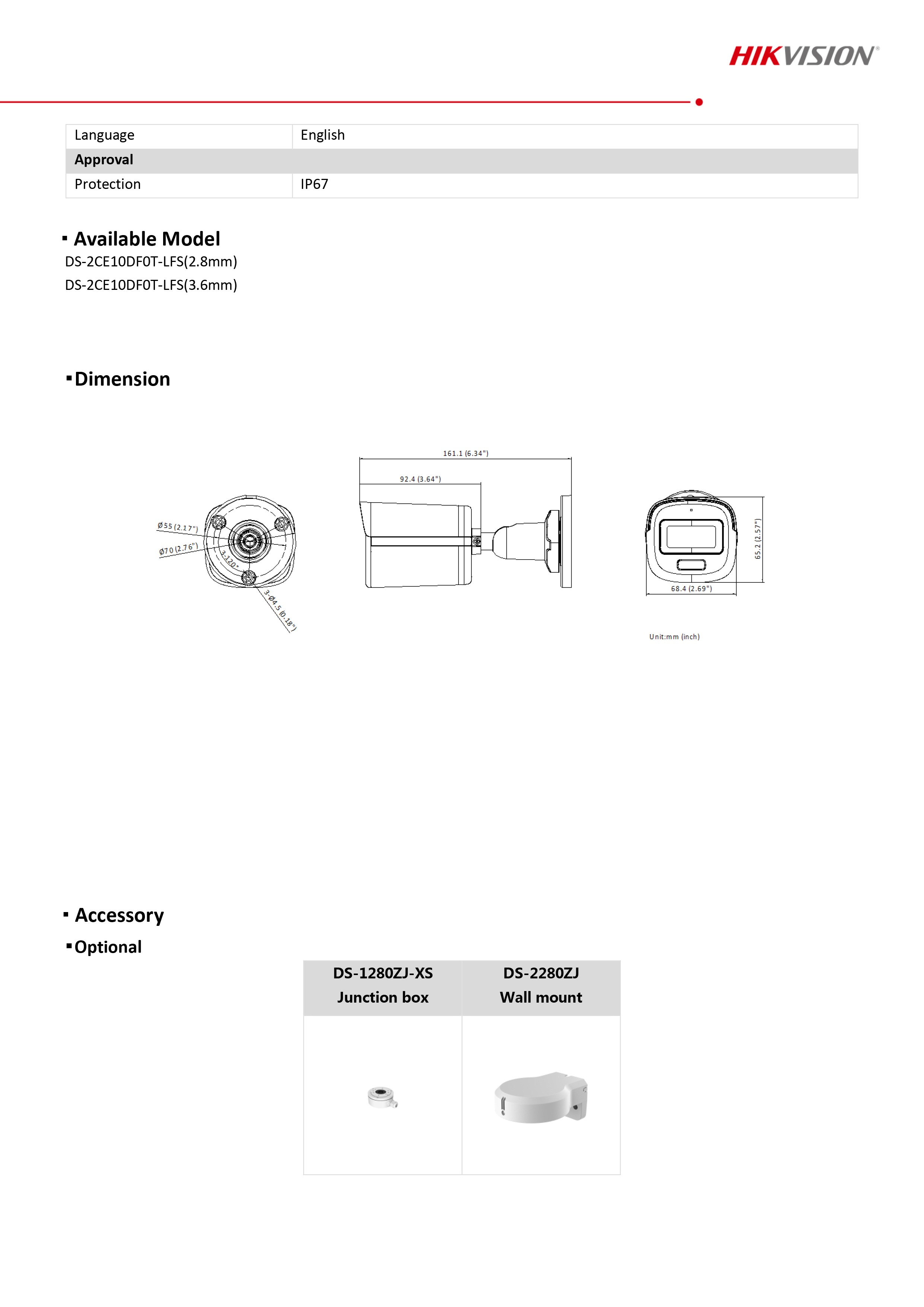 กล้องวงจรปิด HIKVISION DS-2CE10DF0T-LFS กล้องวงจรปิดระบบ HD 2 MP DUAL LIGHT มีไมค์ในตัว