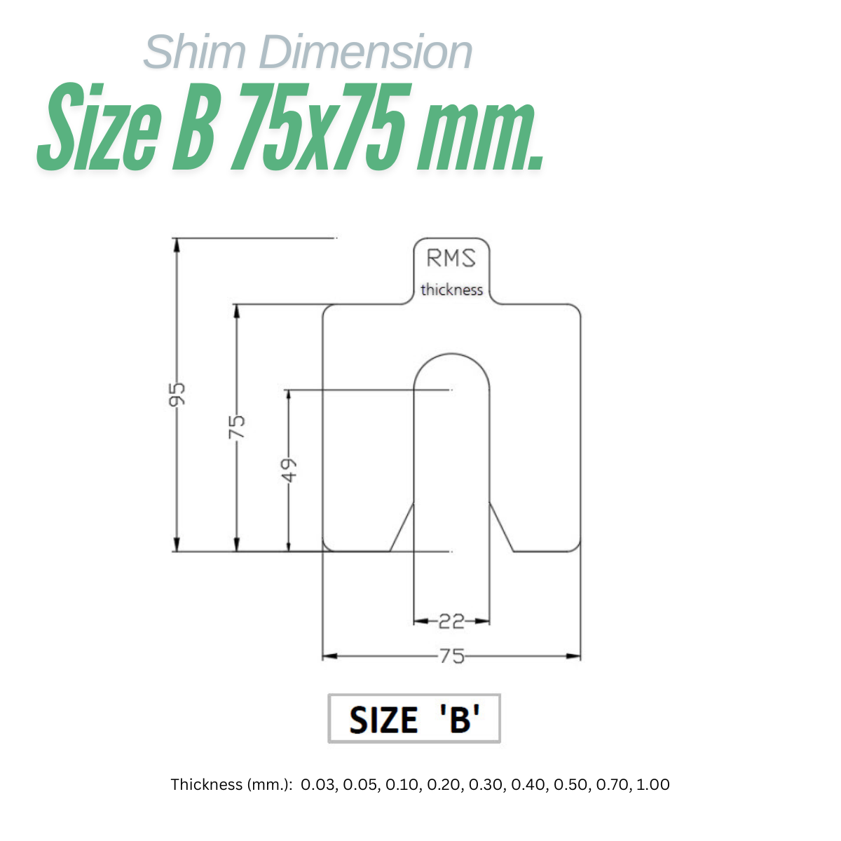 แผ่นชิมตั้งระดับอุตสาหกรรม RMS SHIM-DEE ขนาด B | Precision Alignment Shim 75x75 มม. รู 22 มม. | วัสดุสแตนเลสคุณภาพสูง