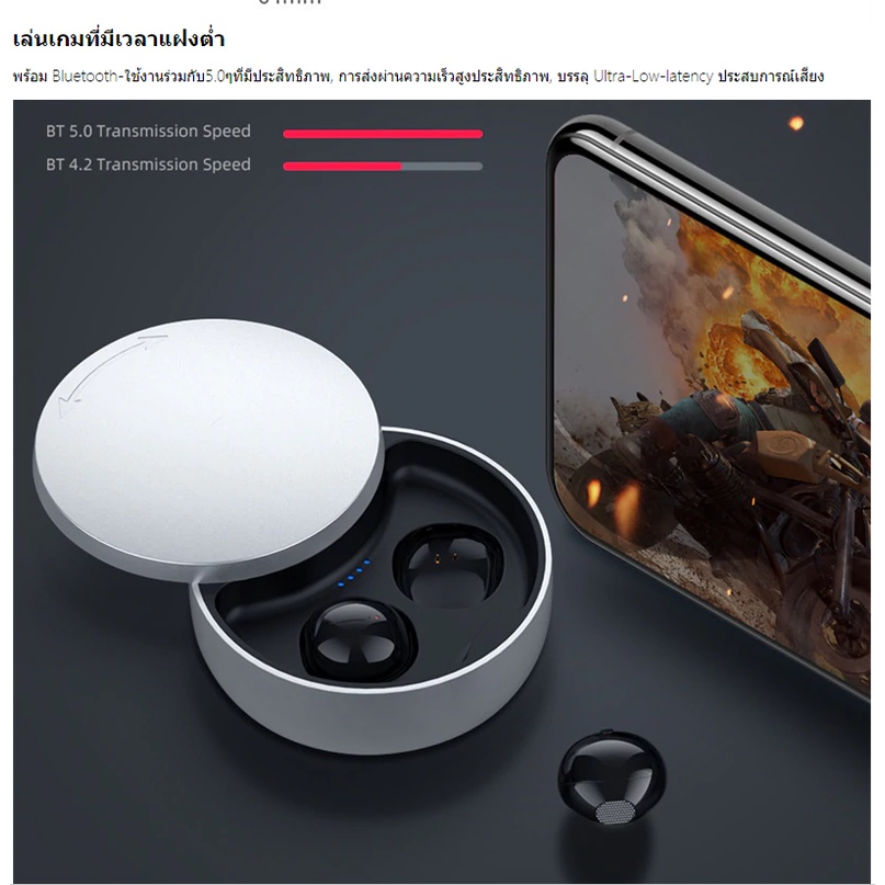 TWS(ทีดับบลิวเอส) TWS YH-100 หูฟังไร้สายขนาดเล็ก MINI ที่มองไม่เห็น หูฟังบลูทูธ หูฟังแบบสปอร์ตในหูพร้อมไมโครโฟน หูฟังสำหรับหูเล็ก