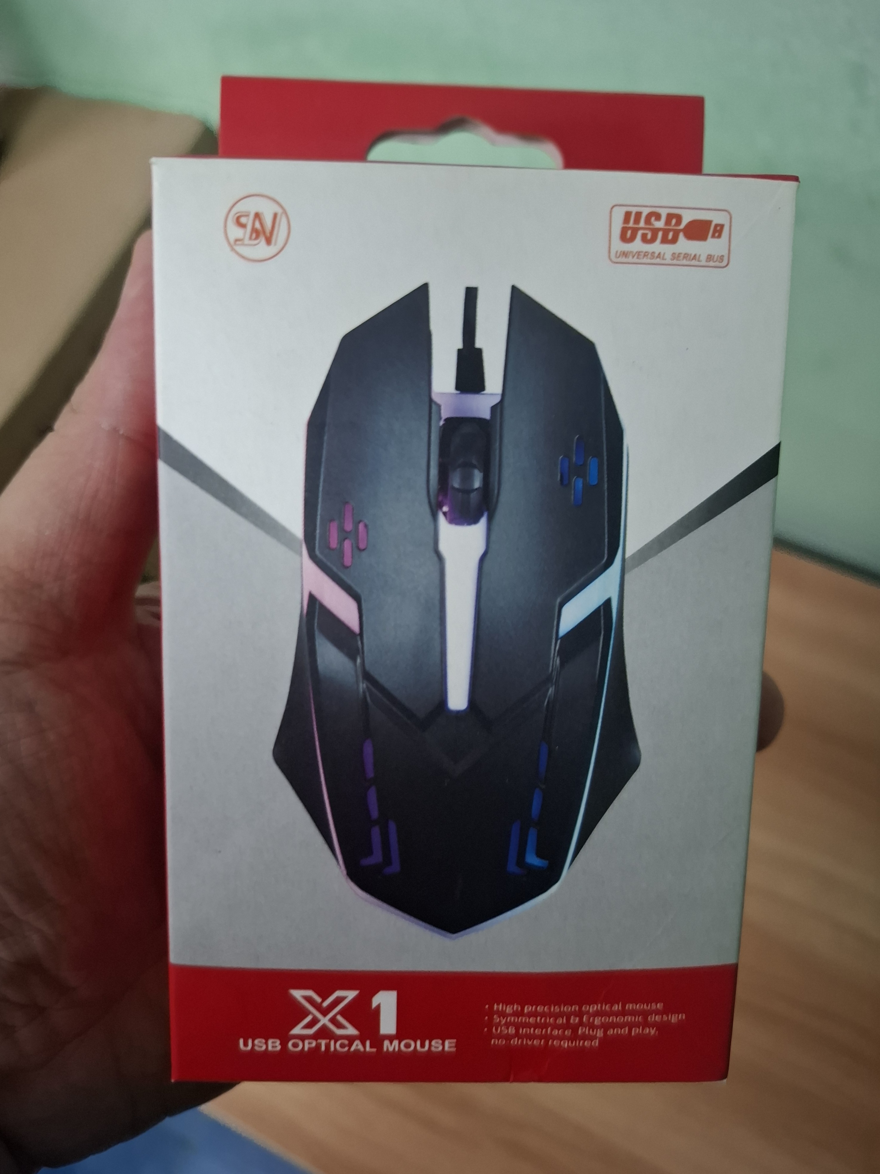 เม้าส์ usb แบบสาย SN X-1 สีดำ