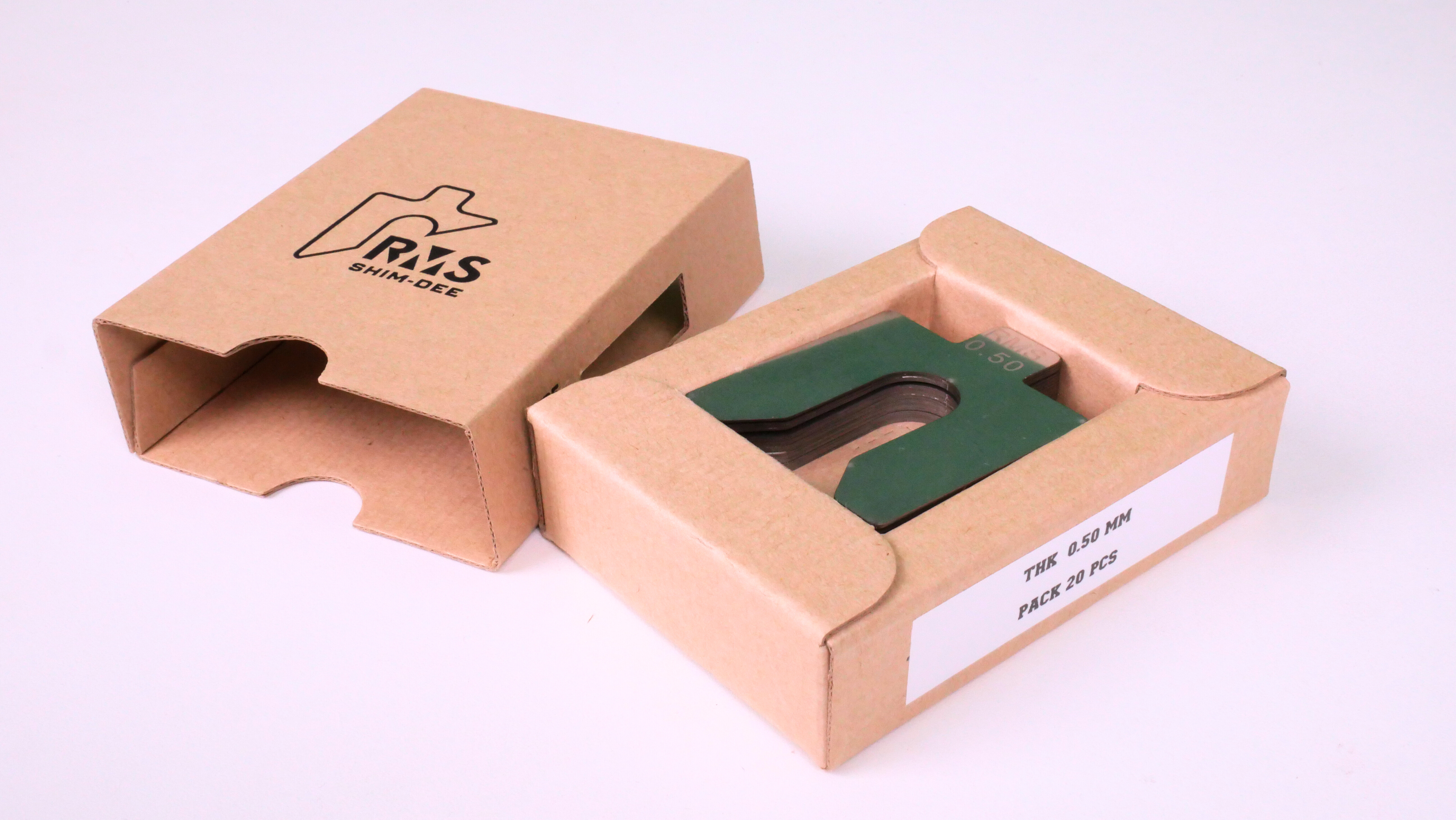 แผ่นชิมตั้งระดับสำเร็จรูป RMS SHIM-DEE สำหรับงานอุตสาหกรรม ขนาด 50x50มม. หนา 0.50มม. (Industrial Precut Shim)