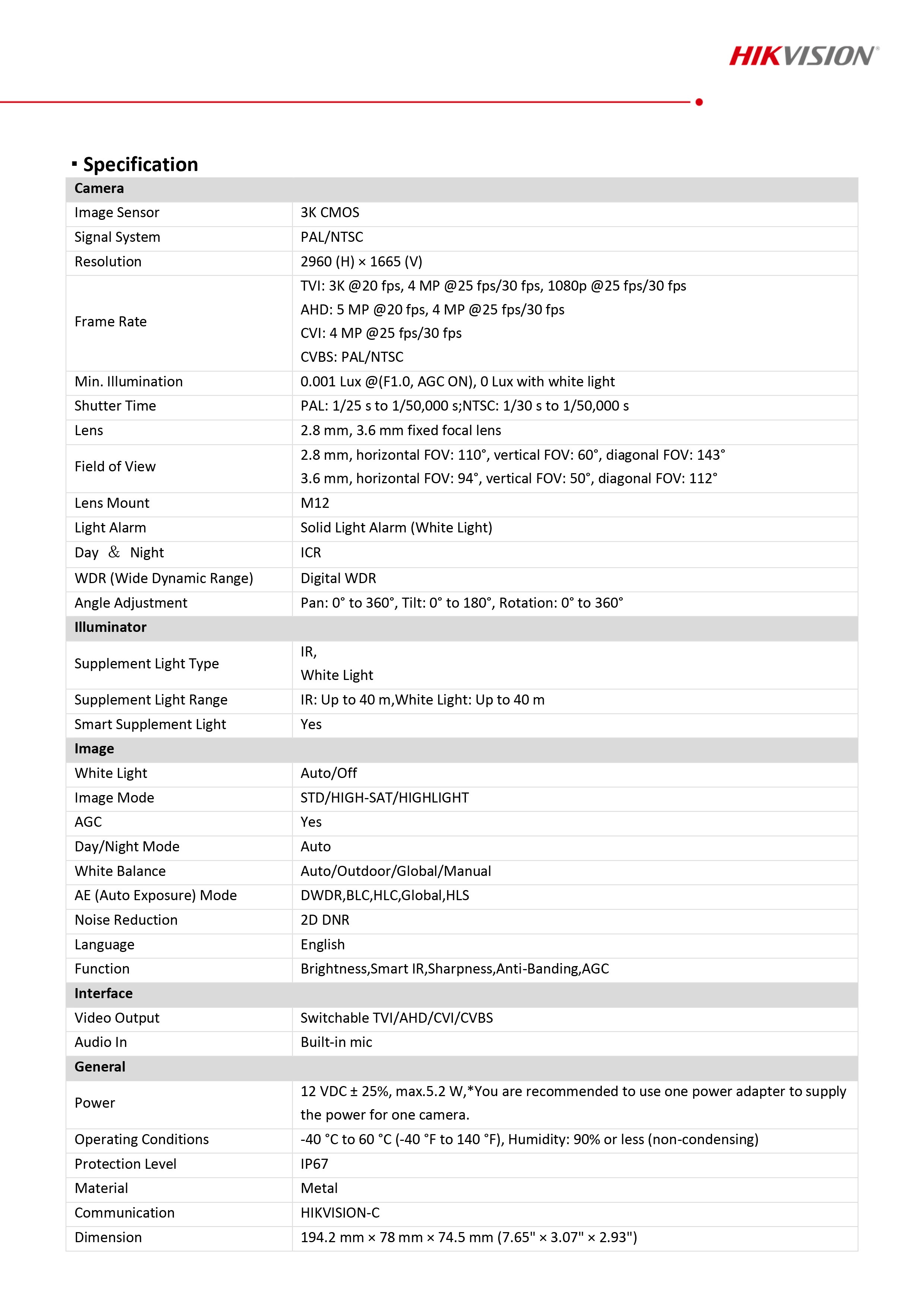 กล้องวงจรปิด Hikvision DS-2CE12KF0T-LFS (เลือกเลนส์ได้) กล้องวงจรปิดระบบ HD Smart Hybrid ColorVu 5 MP มีไมค์ในตัว IR 40 M.