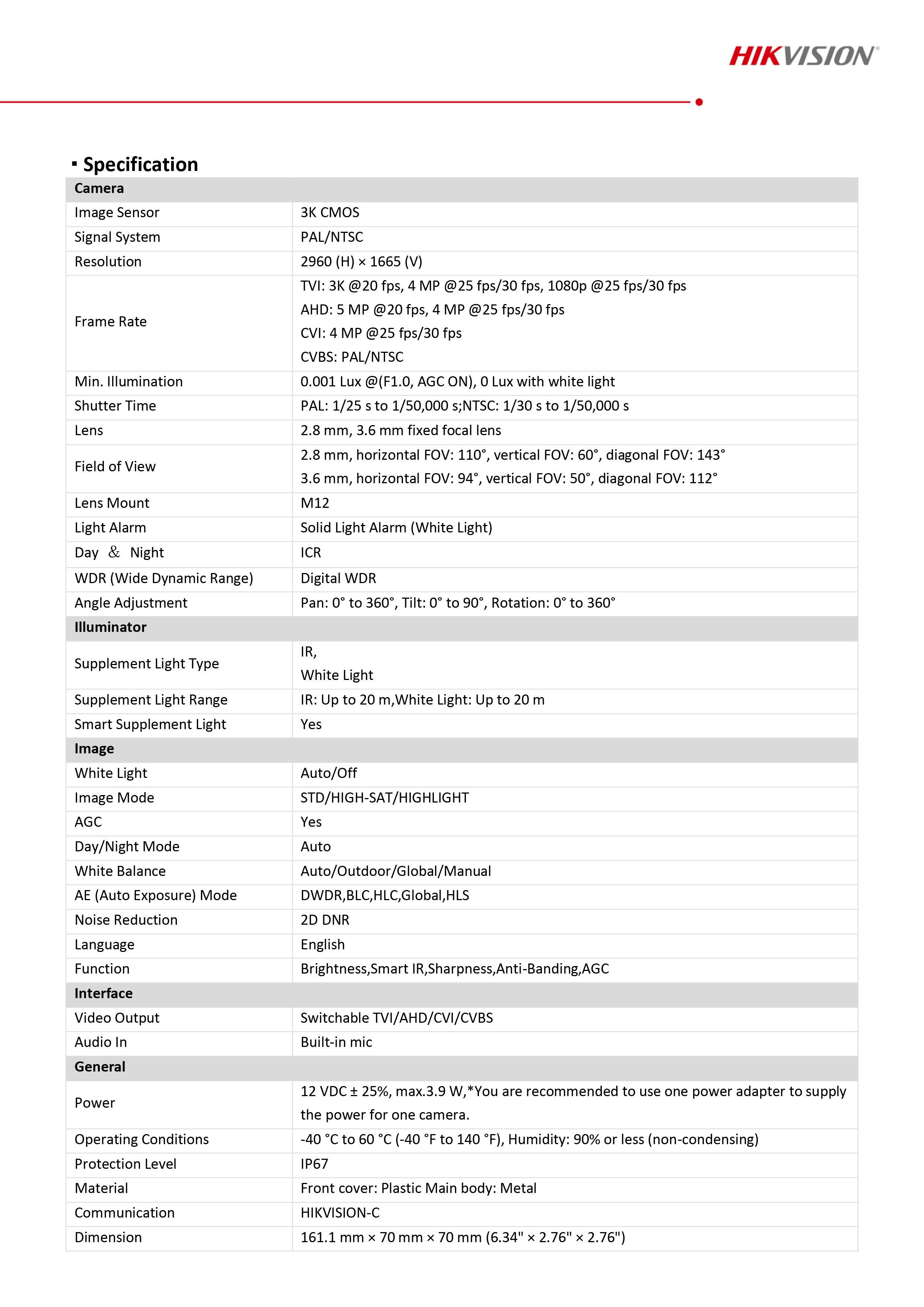 กล้องวงจรปิด Hikvision DS-2CE10KF0T-LFS กล้องวงจรปิดระบบ HD ความละเอียด 3K DUAL LIGHT มีไมค์ในตัว