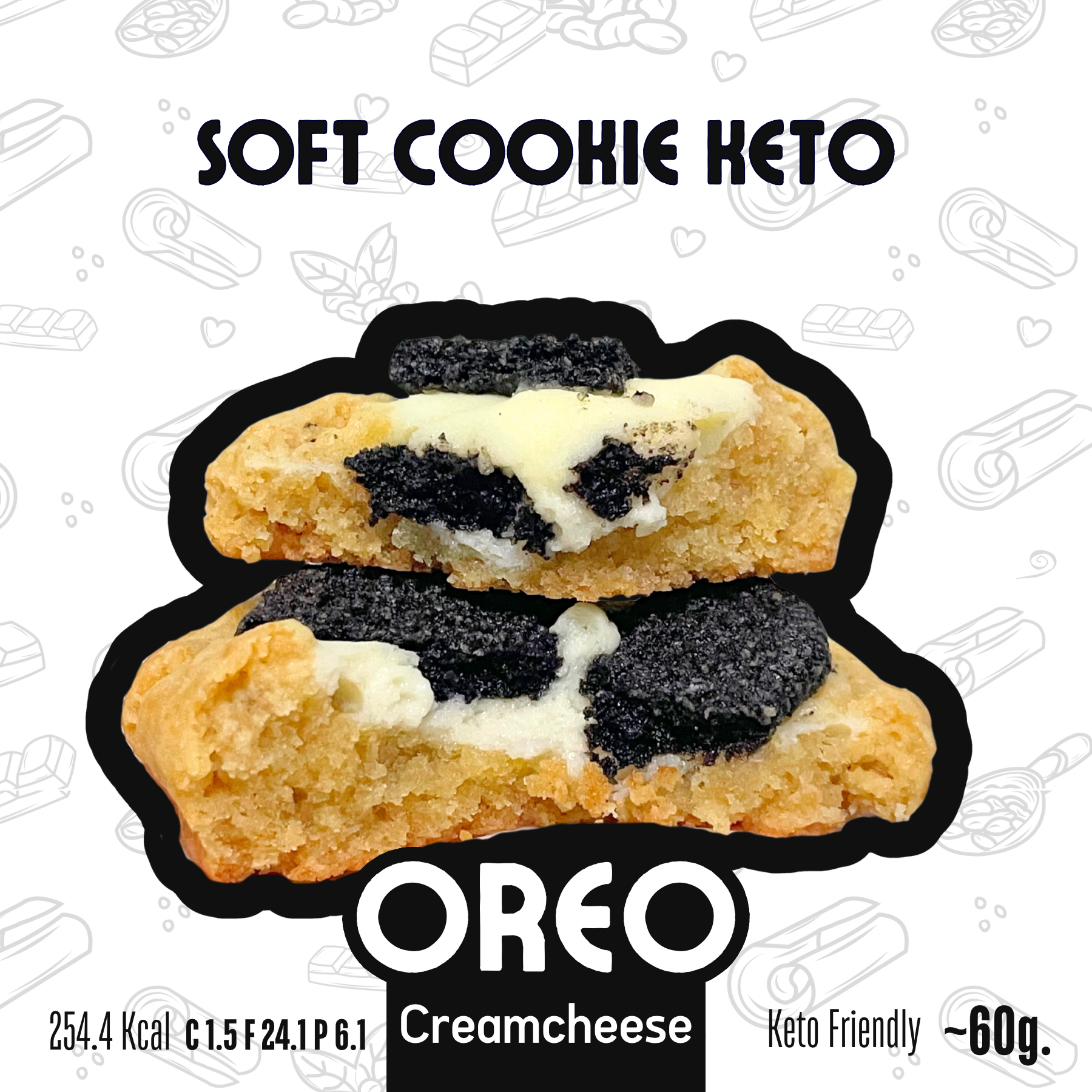 โอรีโอ้ครีมชีส ซอฟต์คุ๊กกี้คีโต Oreo Creamcheese Soft Cookie [KETO] - ไร้แป้ง ไร้น้ำตาล