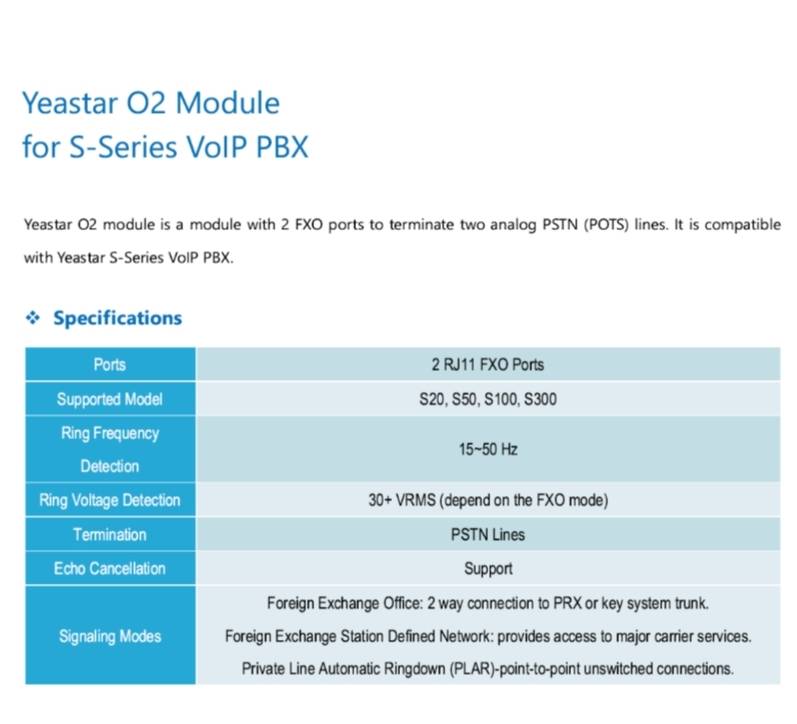 Yeastar O2 Module (2 FXO Port)ราคา 4,200฿ .สำหรับสายนอกอนาล็อก 2 เบอร์
