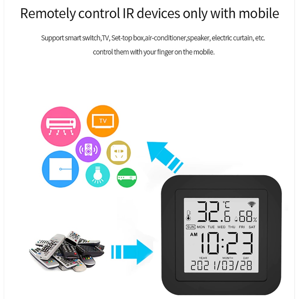 Tuya(ทูย่า) Tuya XSQ-9 S09 มีหน้าจอ IR Universal Remote Control อุปกรณ์ควบคุมรีโมท IR เช่น แอร์ ทีวี รองรับ Alexa, Google