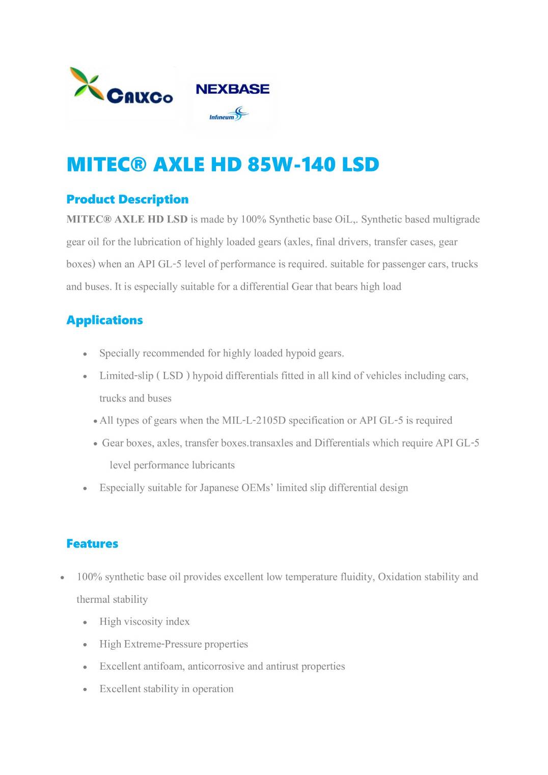 MITEC® AXLE HD 85W-140 LSD@20ลิตร