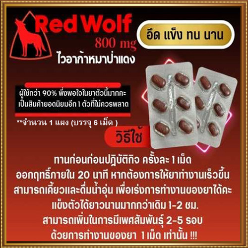 ว้าววว ไอ้ต้าวงู้ยยย หมาแดง Red WOLF 800🦊ของแท้100%มีเก็บปลายทาง💵💲💸🦊ขาย1แผง(บรรจุ6เม็ด)❌ไม่มีกล่อง-ไม่ระบุชื่อ🦊สนใจสอบถาม แอดไลน์ 9898red