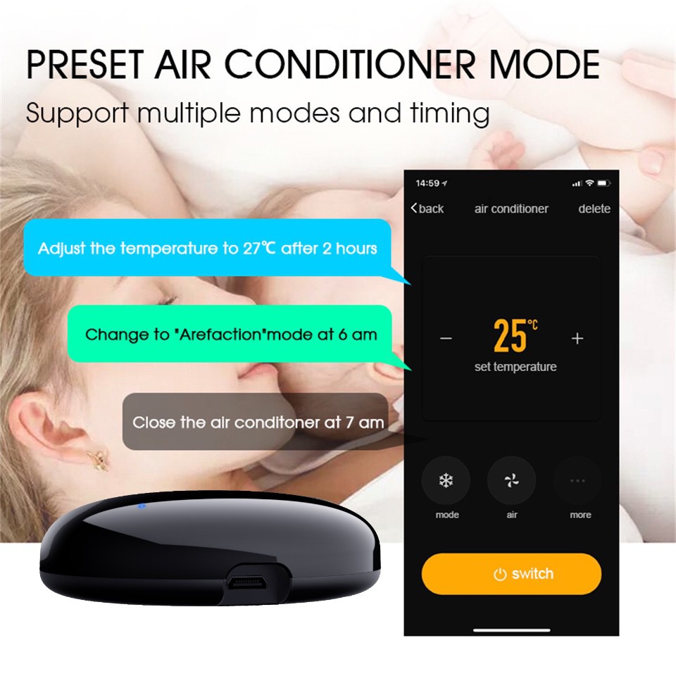 Tuya S08 IR Universal Remote อุปกรณ์ควบคุม รีโมท IR เปิดปิด แอร์ ทีวี ผ่านมือถือ รองรับ