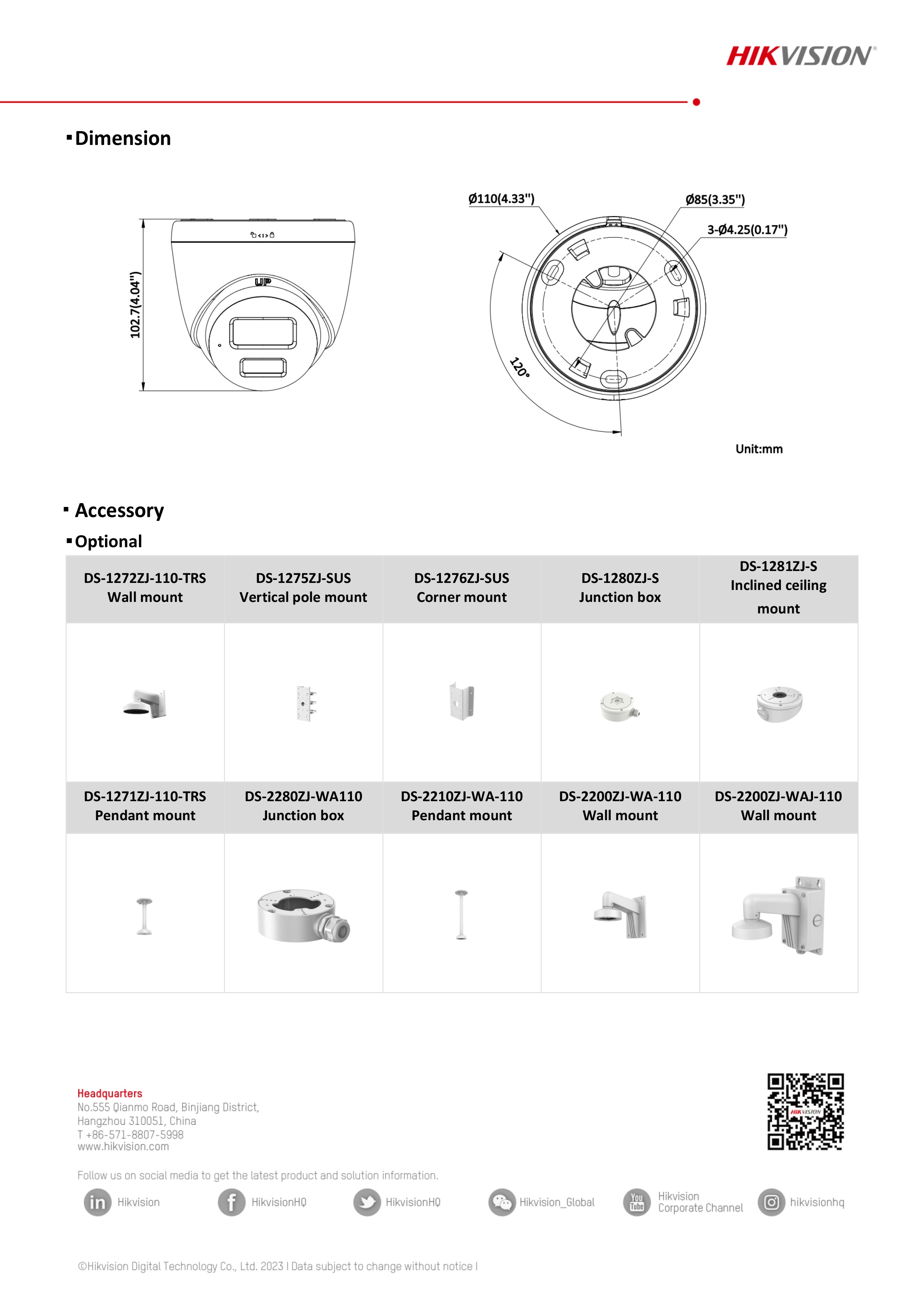 กล้องวงจรปิด Hikvision DS-2CD1343G2-LIUF/SL (2.8/4 mm.) กล้องวงจรปิดระบบ IP 4 MP เลือกปรับโหมด COLORVU หรือ LED ได้ มีไมค์+ลำโพงในตัว