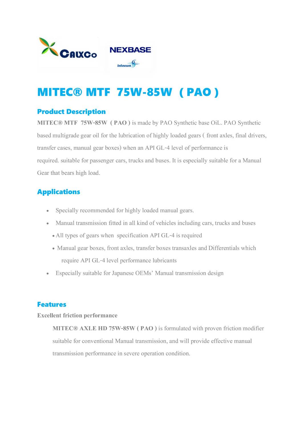 MITEC® MTF FX 75W-85W ( PAO ) 3 ลิตร