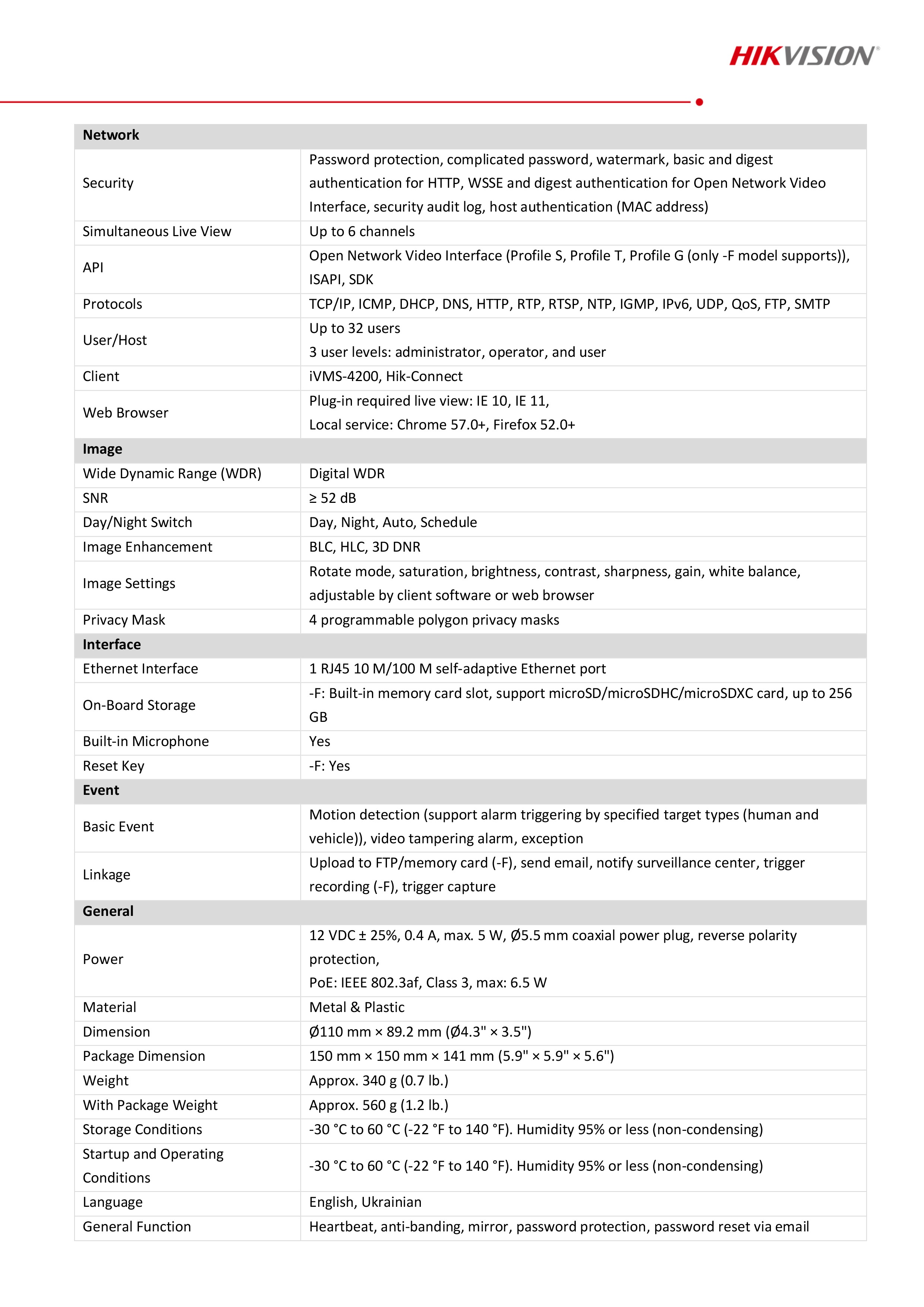 กล้องวงจรปิด Hikvision DS-2CD1323G2-LIUF ( 2.8 / 4 mm.) กล้องวงจรปิดระบบ IP 2 MP มีไมค์ในตัว เลือกปรับโหมดเป็นภาพสี 24 ชม. หรือเป็นภาพขาวดำตอนกลางคืนได้