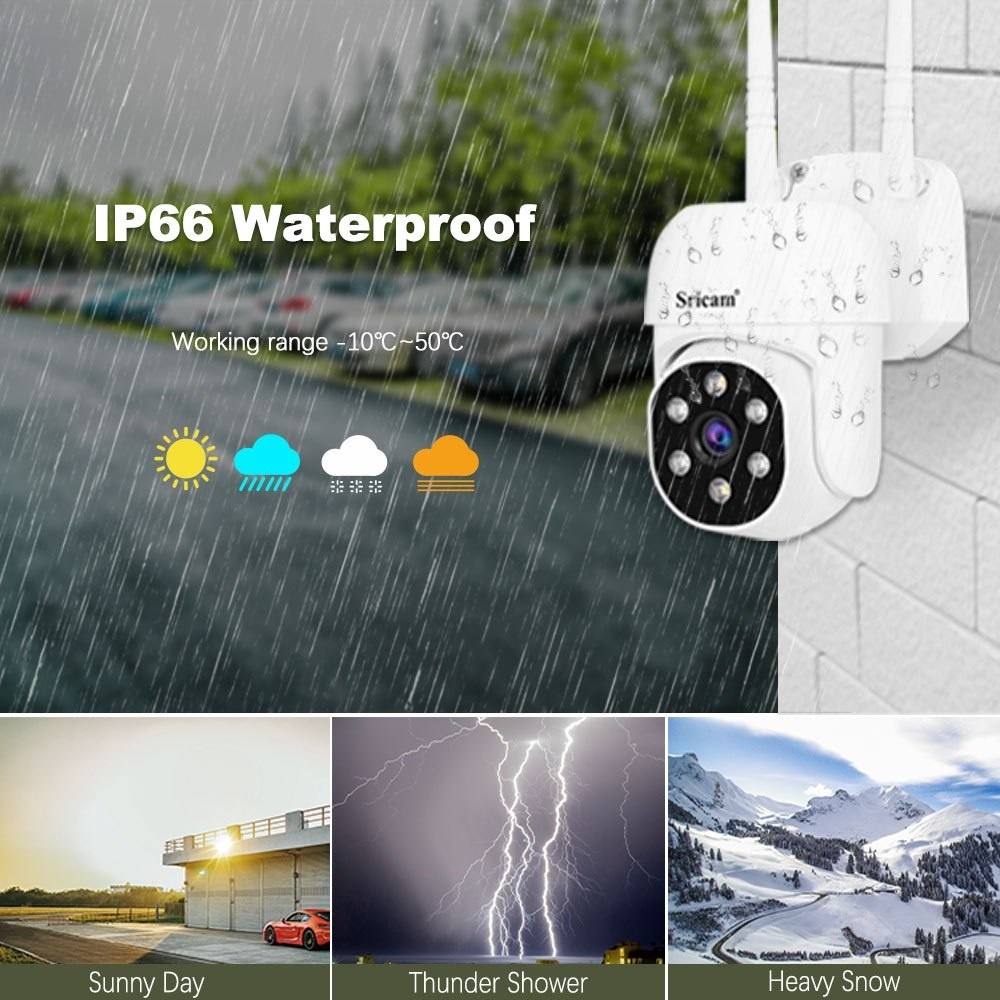 SriHome SriHome NVR( NVS001-IPC030X4-8 ) WiFi ระบบรักษาความปลอดภัยไร้สายชุด 8 ชิ้นกล้อง PTZ WiFi บันทึกวิดีโอ ติดตั้งง่าย