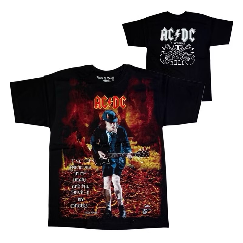 เสื้อวง AC/DC T-SHIRT ป้าย ROCK&DEATH งาน BOOTLEG MEXICO