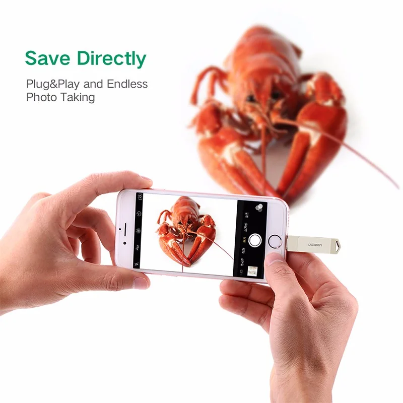 UGREEN (30647) 2 in 1 Lightning Flash Drive 128GB USB External Storage Memory Stick Thumb Drive for iPhone and iPad - แฟลชไดร์ยูกรีน สำหรับไอโฟน และไอแพด