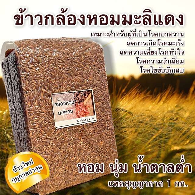 ข้าวกล้องหอมมะลิแดง – เหมาะสำหรับผู้ที่เป็นโรคเบาหวาน ลดการเกิดโรคมะเร็ง ลดความเสี่ยงโรคหัวใจ โรคความจำเสื่อม โรคไขข้ออักเสบ