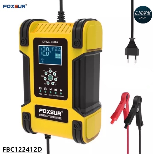 Foxsur(ฟอกซ์เซอร์) FOXSUR FBC122412D Battery Charger เครื่องชาร์จแบตเตอรี่ 12V12A / 24V 6A รถยนต์ รถมอเตอร์ไซค์ ( FBC122412D )
