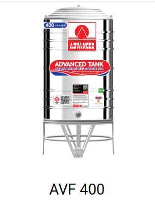 แท็งค์น้ำสเตนเลส ตราแอ็ดวานซ์ พื้นเรียบ มอก. 400 ลิตร รหัส AVF400