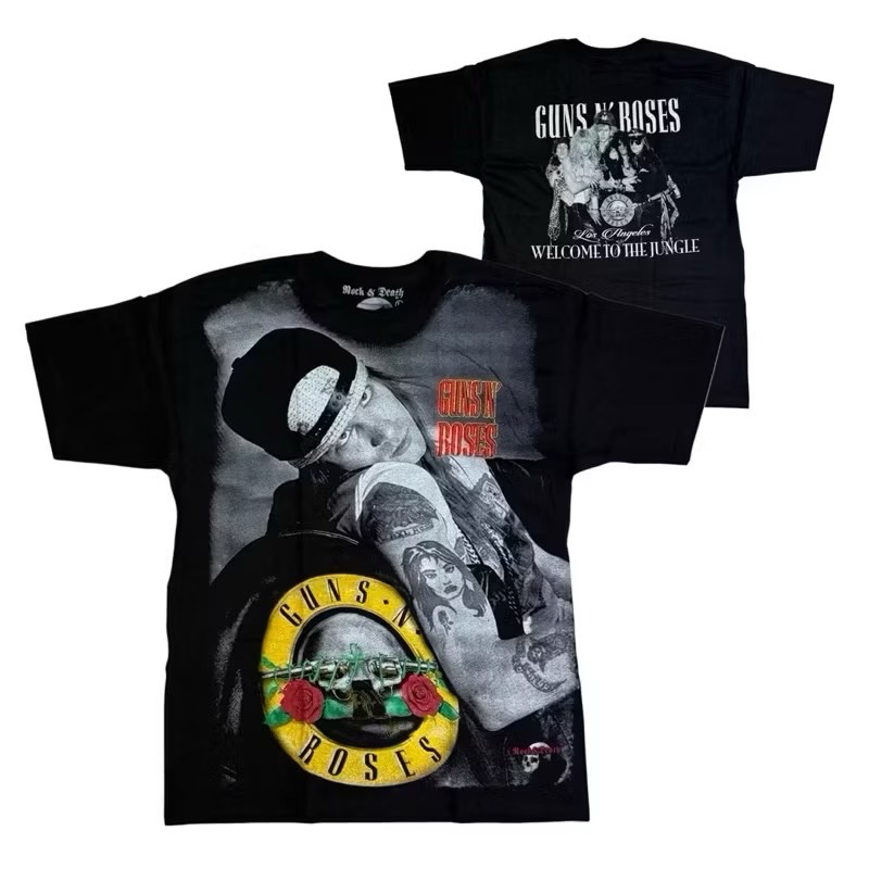 เสื้อวง GUNS N ROSES T-SHIRT ป้าย ROCK&DEATH งาน BOOTLEG MEXICO