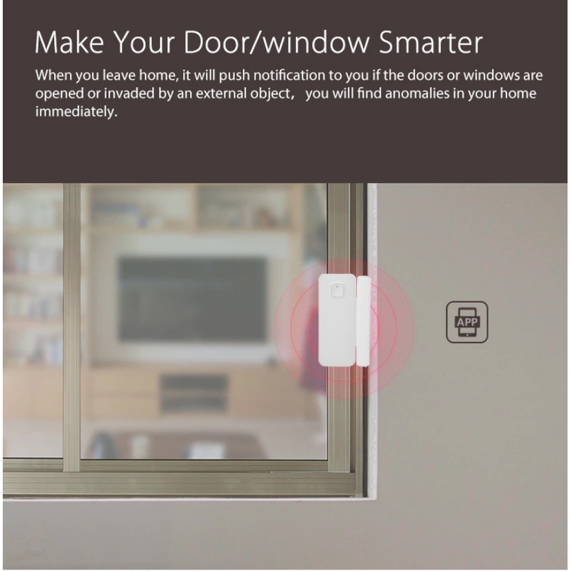 Tuya(ทูย่า) Tuya สมาร์ท Wifiเซ็นเซอร์ประตูหน้าต่างเครื่องตรวจจับ 门窗感应 Smart Life ใช้งานร่วมกับ Alexa Googl