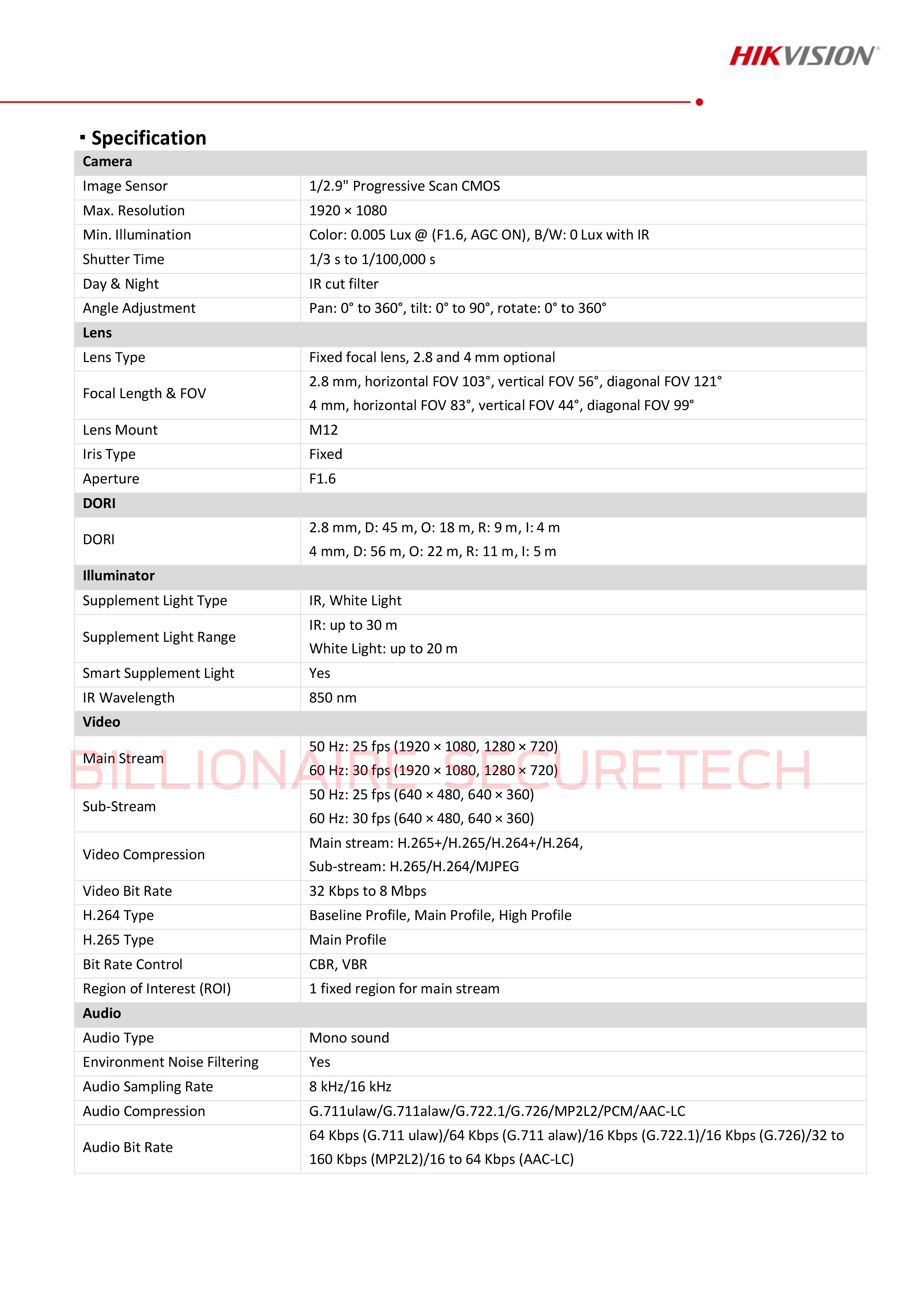 กล้องวงจรปิด Hikvision กล้องวงจรปิดระบบ IP 2 ล้านพิกเซล เลือกปรับโหมดเป็นภาพสี 24 ชม. หรือ อินฟาเรดได้ มีไมค์ในตัว