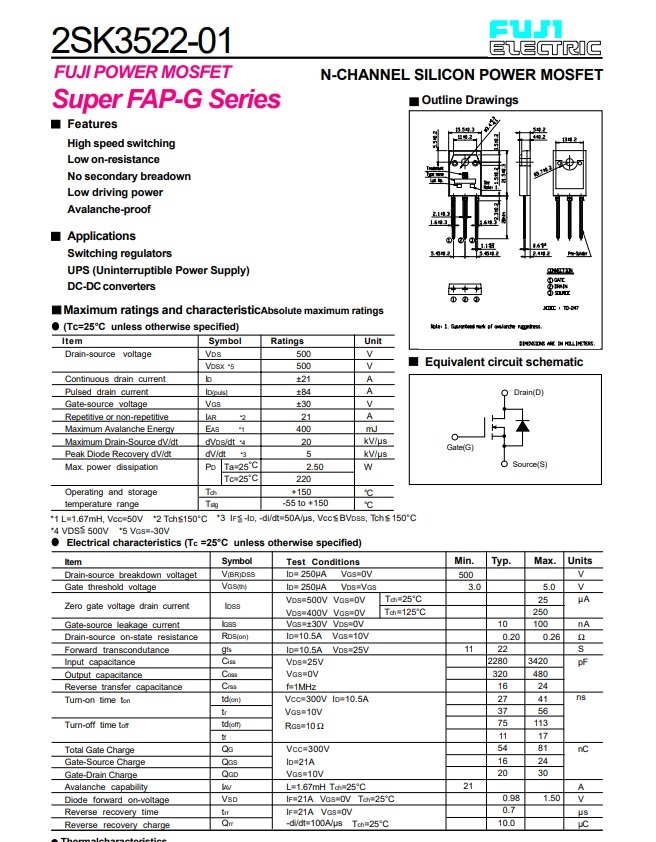 2SK3522 Fuji Electric 2SK3522