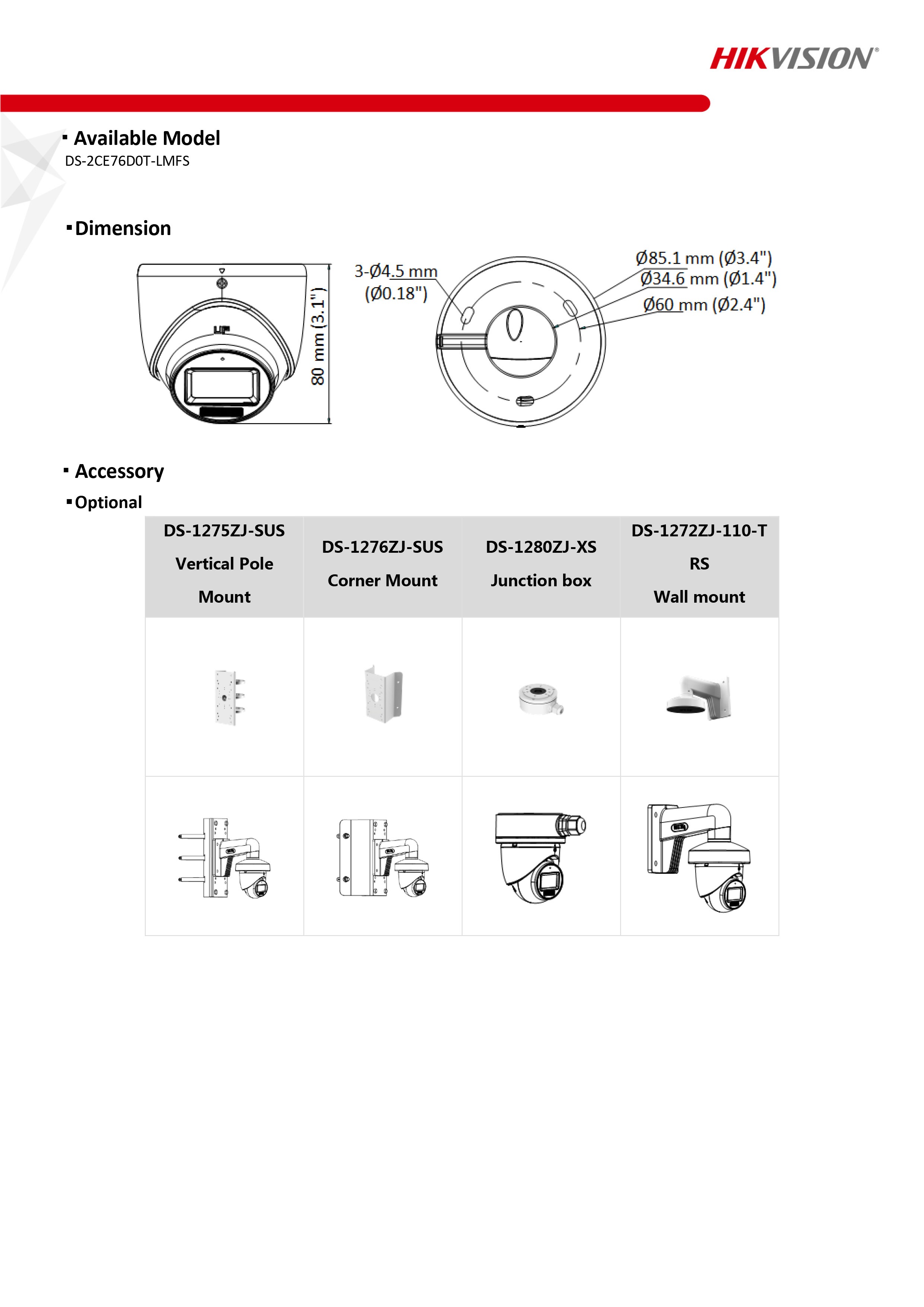 กล้องวงจรปิด HIKVISION DS-2CE76D0T-LMFS ( 2.8 / 3.6 mm ) HD 2MP 4 ระบบ กล้อง colorvu + infared + มีไมค์ในตัว