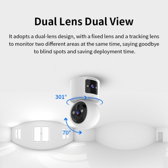 VStarcam VSTARCAM CB90DR กล้อง WiFi แบบ Dual Lens HD 3MP พร้อมปุ่มโทร, กล้องรักษาความปลอดภัยในร่มสำหรับทารก / สัตว์เลี้ยง