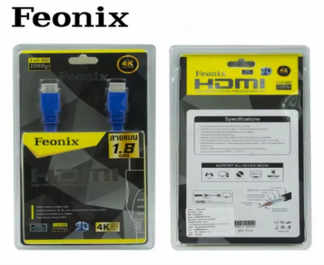 Cable HDMI 4K ULTRAHD Feonix F31 Cable 2.0 Flat 1.8m 3.0m มี 2 สี