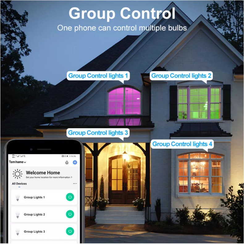 Tuya(ทูย่า) Tuya 9W WIFIสมาร์ทหลอดไฟLED (ตัวกลม圆)